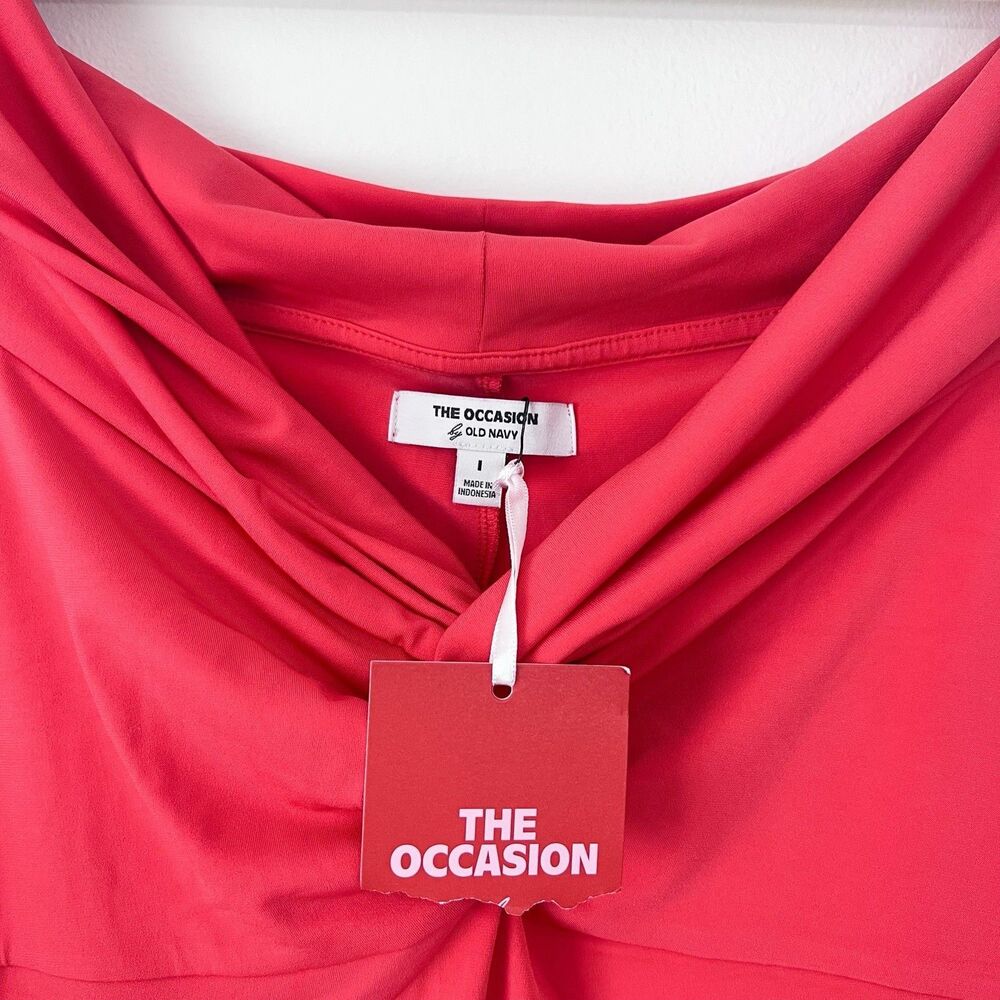 The Occasion by Old Navy Off Shoulder Maxi Dress Coral Red Formal Gown NWT Large - Picture 4 of 9